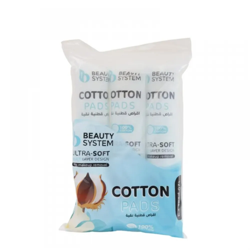 100% Pure Cotton Pads from Beauty System – 120 Pads × 3 Packs