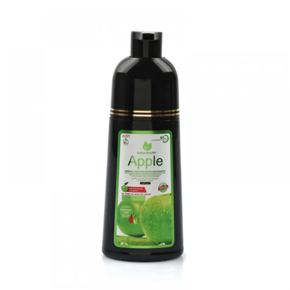 Saada Beauty Hair Dye Shampoo with Green Apple – Dark Brown, 400ml