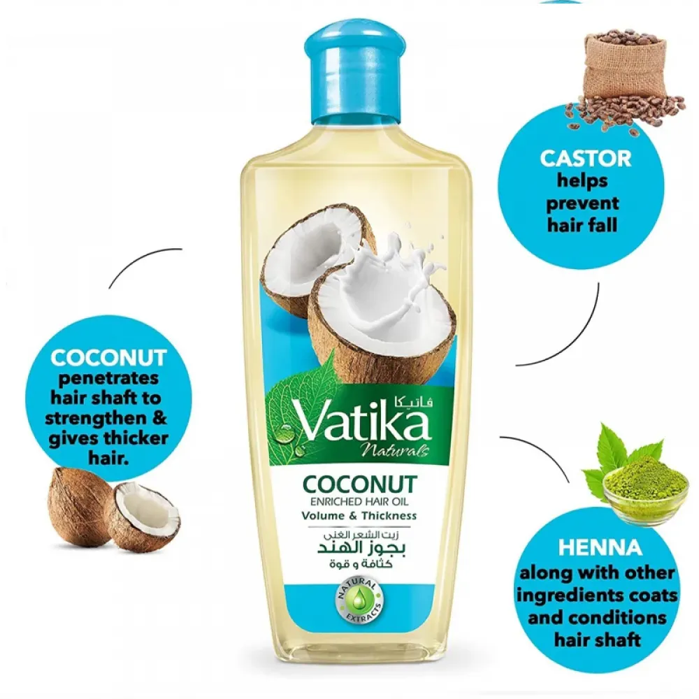 Vatika Coconut Enriched Hair Oil Volume & Thickness 200 ml