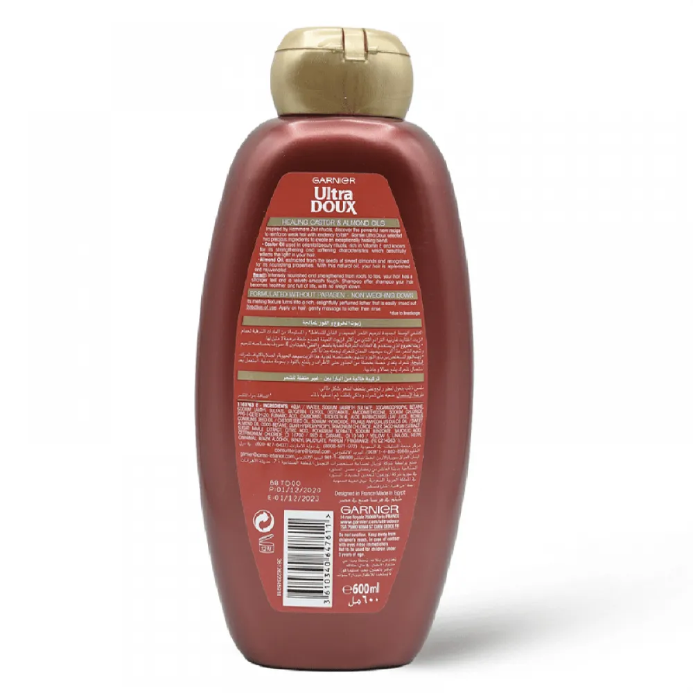 Garnier, Ultra Doux, Shampoo, Strengthen Hair, With Castor & Almond Oils - 600 Ml
