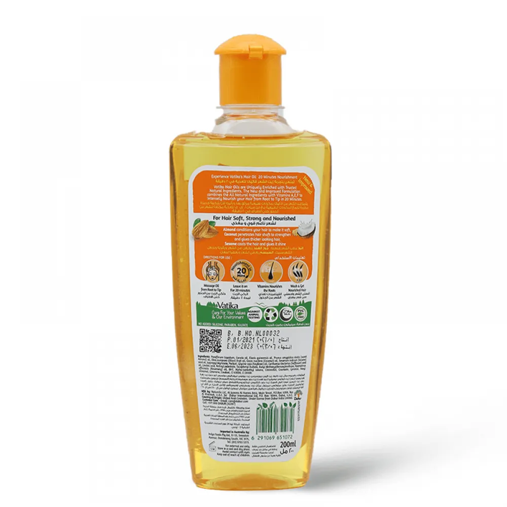 Vatika Naturals Almond Enriched Hair Oil-Vitamins A, E, F - Soft & Shine - 200 ml