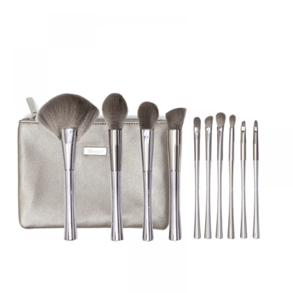 BH Cosmetics Smoken Mirrors Brush Set With Cosmetics Case - 11 Pieces