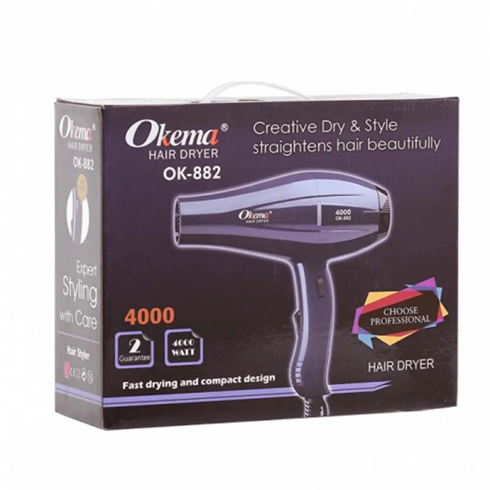 مجفف الشعر 4000 من اوكيما - OK882 لون أسود