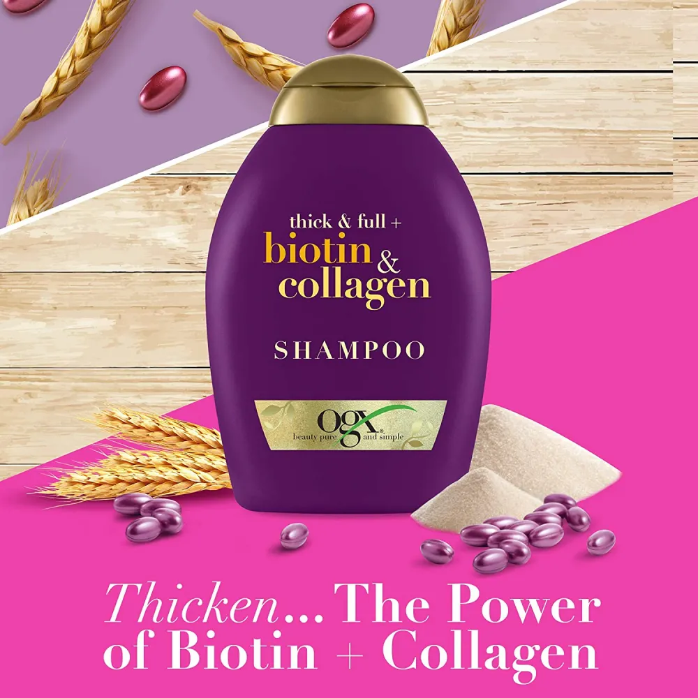 OGX, Shampoo, Thick & Full+ Biotin & Collagen, New Gentle & PH Balanced Formula, 385ml