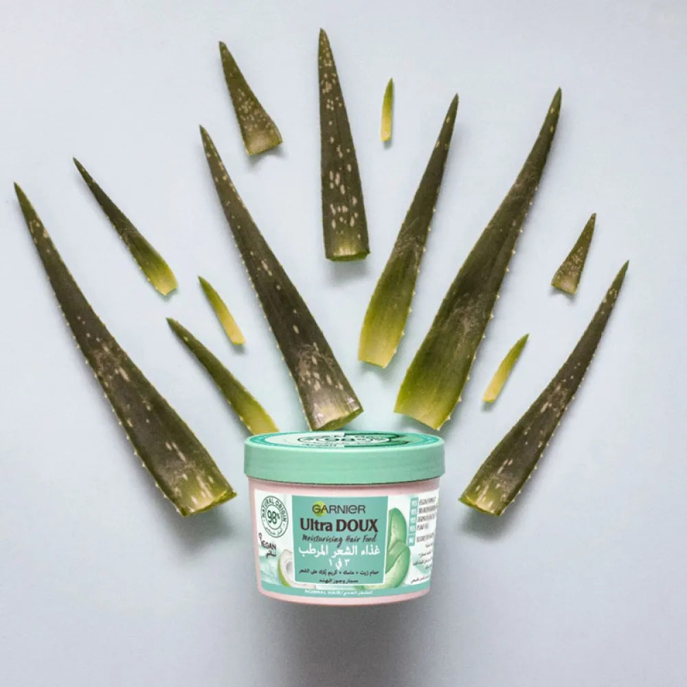 Garnier, Ultra Doux, Hair Food Cream, 3 In 1, With Aloe Vera And Coconut, For Normal Hair - 390 Ml