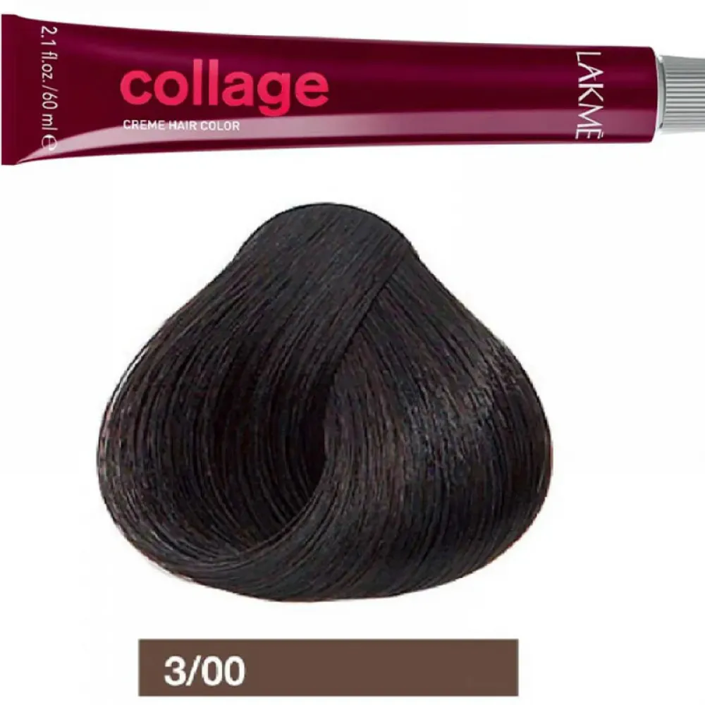 Lakme Collage Permanent Hair Dye for Unisex 3/00 Dark Brown