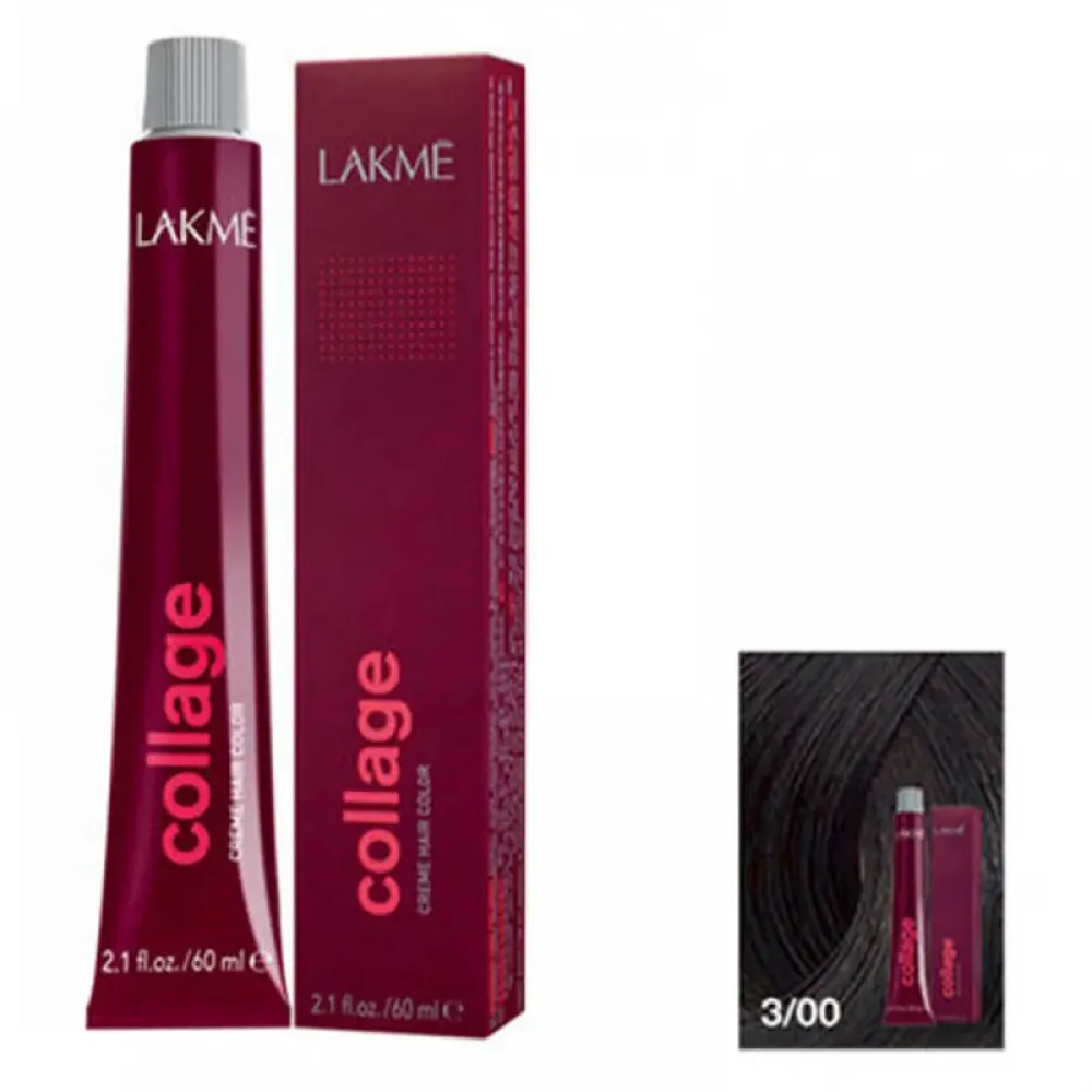 Lakme Collage Permanent Hair Dye for Unisex 3/00 Dark Brown