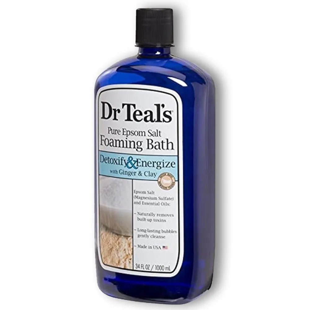 Dr Teals, Foaming Bath, Detox & Energize, Clay & Ginger - 1000 Ml