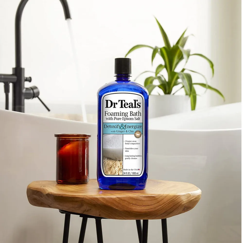 Dr Teals, Foaming Bath, Detox & Energize, Clay & Ginger - 1000 Ml