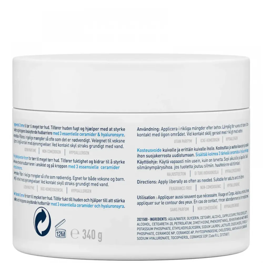 Moisturizing Cream For Dry Skin With Hyaluronic Acid Multicolour 340g