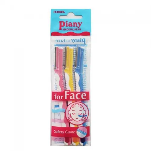 FEATHER PIANY L RAZOR WITH GUARD FOR FACE SHAVING 3PCS (PI-LP) X 12 PACKAGES