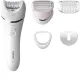 Philips Bre710/01 Epilator Series 8000 Wet And Dry Cordless Hair Removal For Legs And Body With 5 Accessories, White - Pack Of 1