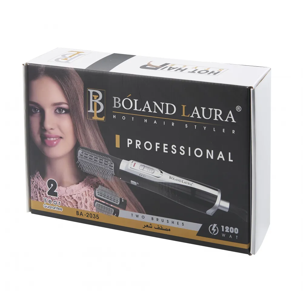 Boland Laura hair dryer, black and gray, two brushes