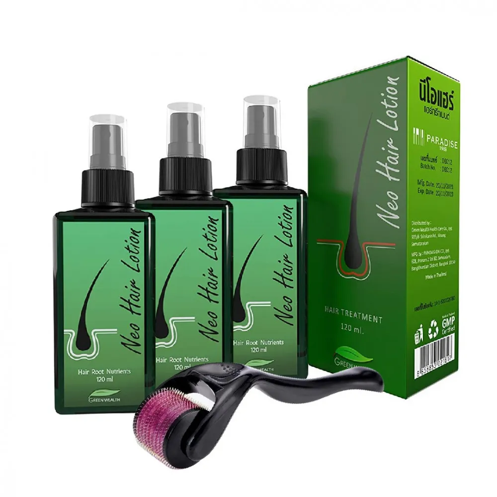 New Hair Lotion for Hair Loss Treatment from green wealth120 ml 3 Packs + Derma Roller