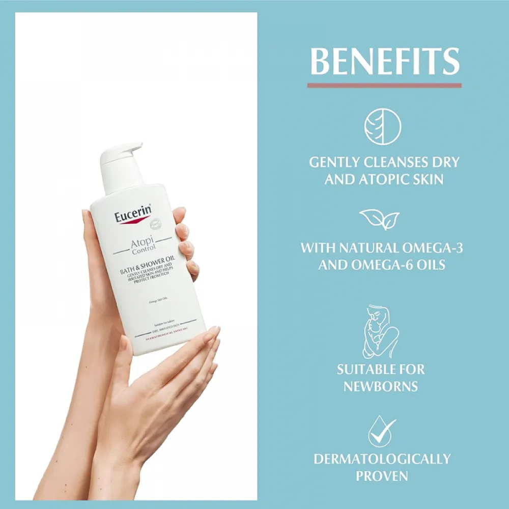 زيت استحمام اتوبي كونترول من يوسيرين للبشرة الجافة ، بحجم 400 مل