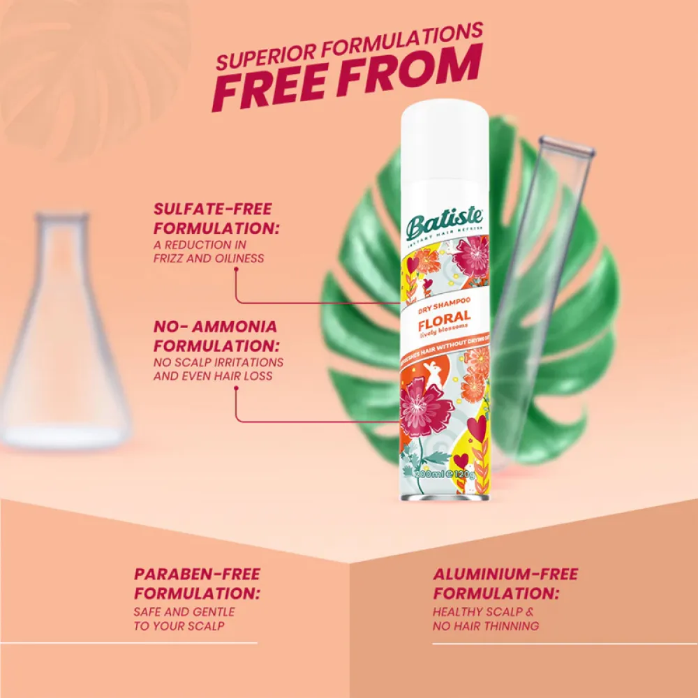 BATISTE - DRY SHAMPOO, FLORAL, LIVELY BLOSSOM, 200ML
