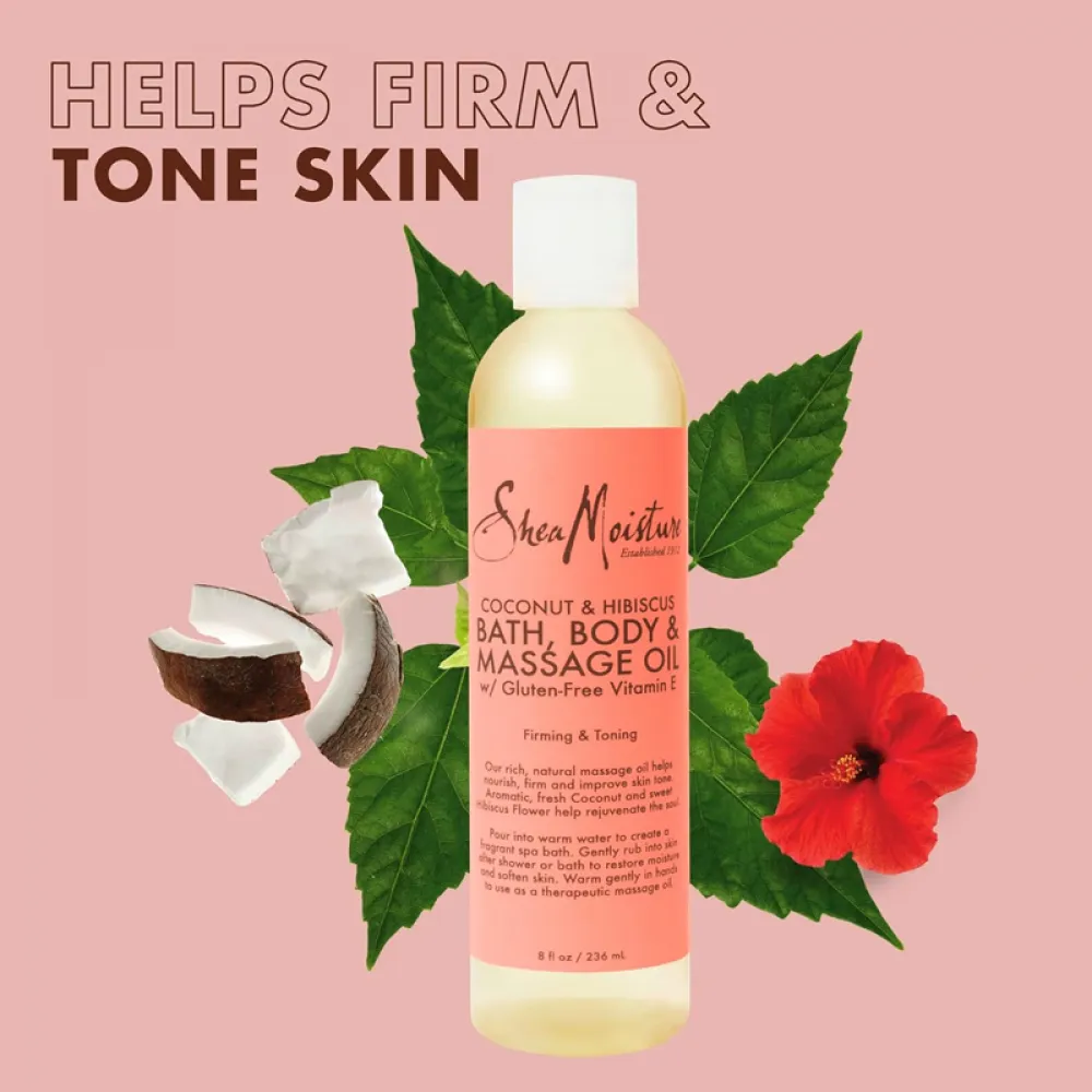 SheaMoisture Coconut and Hibiscus Bath Body and Massage Oil - 8 fl oz
