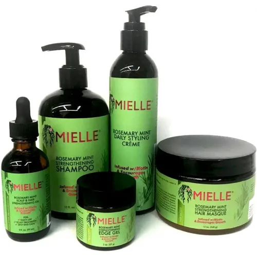 MIELLE Rosemary Mint Organics Infused with Biotin and Encourages Growth Hair Products for Stronger and Healthier Hair and Styling Bundle Set 5 PCS