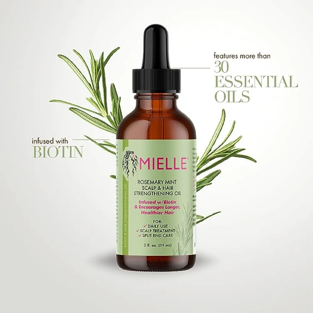 MIELLE Rosemary Mint Organics Infused with Biotin and Encourages Growth Hair Products for Stronger and Healthier Hair and Styling Bundle Set 5 PCS