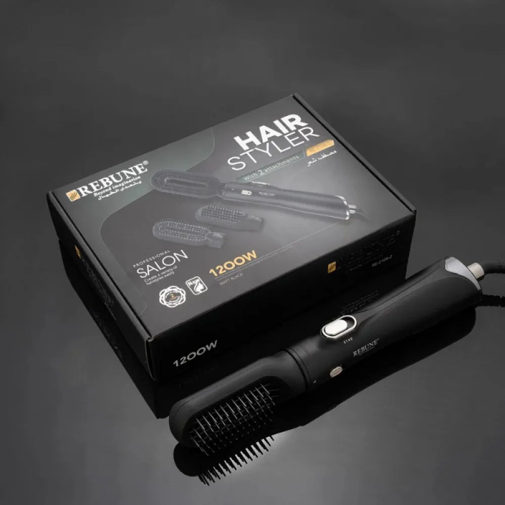 Ribbon hair dryer, two brushes - silver RE-2108-2 (matt black)
