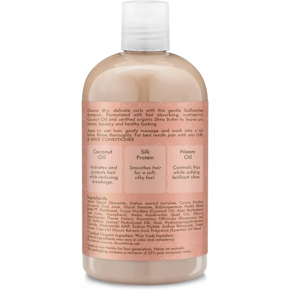 Shea Moisture Shampoo and Conditioner Set, Coconut and Hibiscus Curl & Shine 13-oz ea Bundled with Curl Enhancing Smoothie 12-oz. Curly Hair Products with Coconut Oil, Vitamin E & Neem Oil