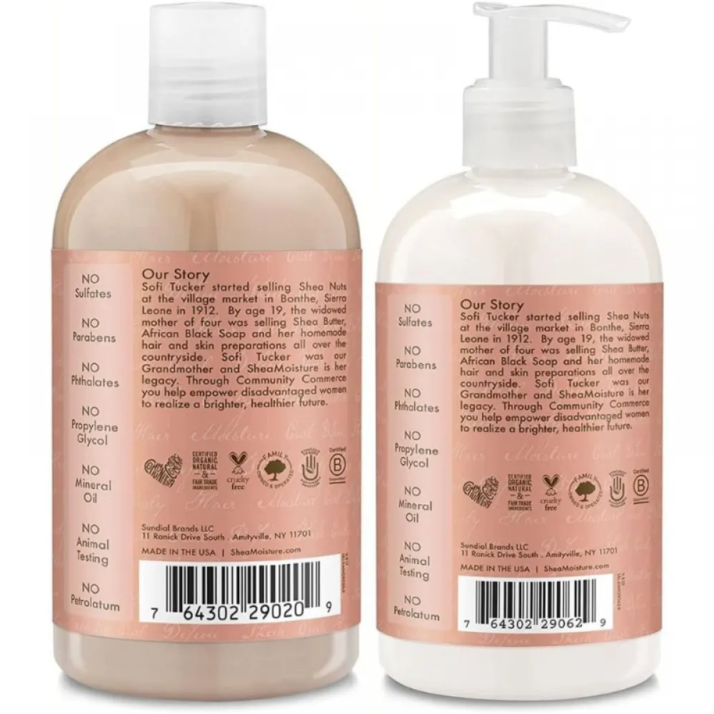 Shea Moisture Shampoo and Conditioner Set, Coconut & Hibiscus Curl & Shine, Curly Hair Products with Coconut Oil, Vitamin E & Neem Oil Provides Frizz Control, 13 Fl Oz Each