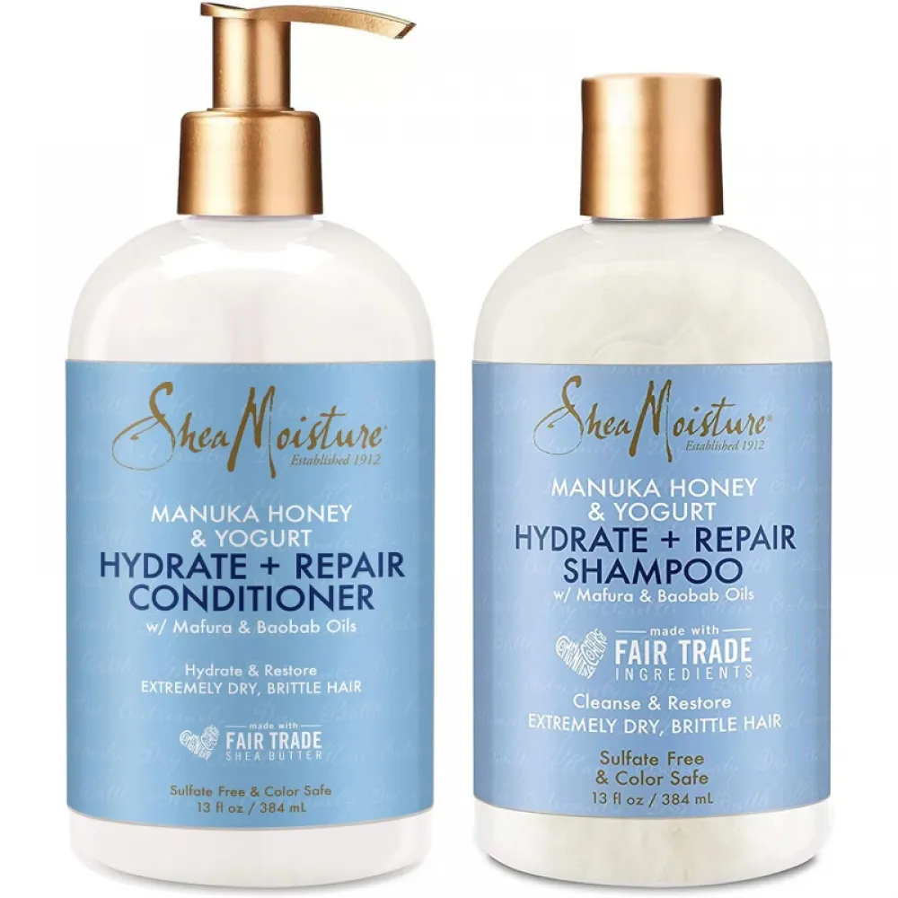 SheaMoisture Hydrate & Repair conditioner For Damaged Hair Manuka Honey & Yogurt Shea Butter Shampoo and Conditioner 13oz
