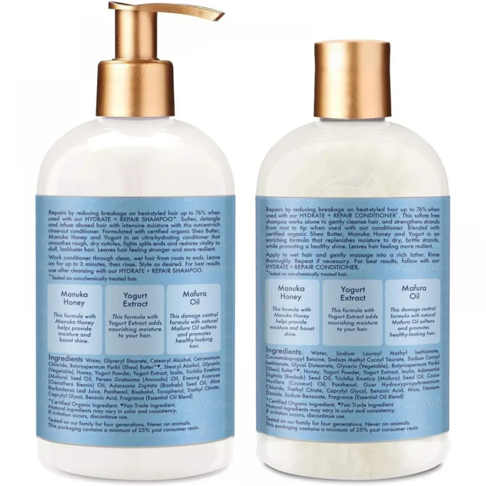 SheaMoisture Hydrate & Repair conditioner For Damaged Hair Manuka Honey & Yogurt Shea Butter Shampoo and Conditioner 13oz