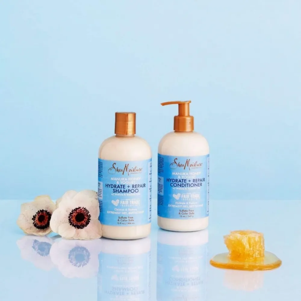 SheaMoisture Hydrate & Repair conditioner For Damaged Hair Manuka Honey & Yogurt Shea Butter Shampoo and Conditioner 13oz