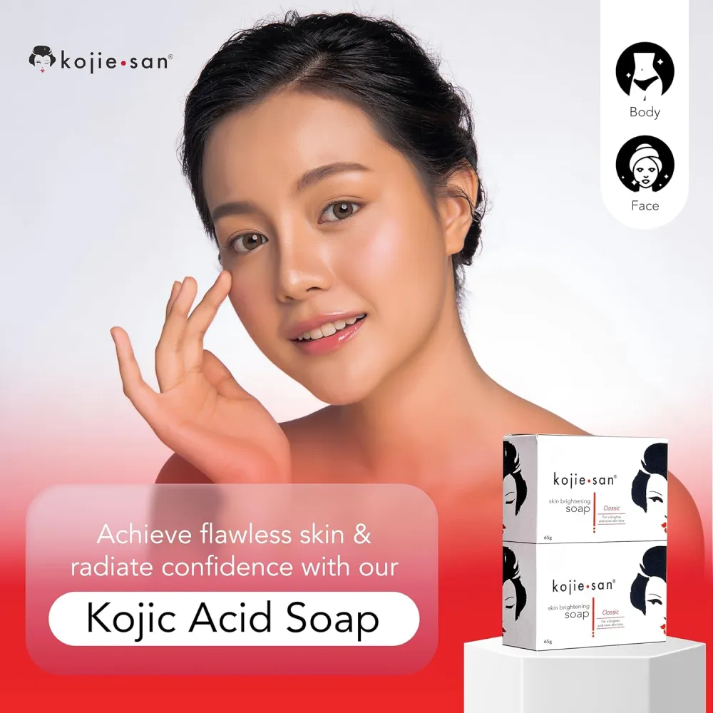 Kojie San Skin Lightening Authentic Kojic Acid Soap Even and Lighten Skin Tone - 65 Gram Bar