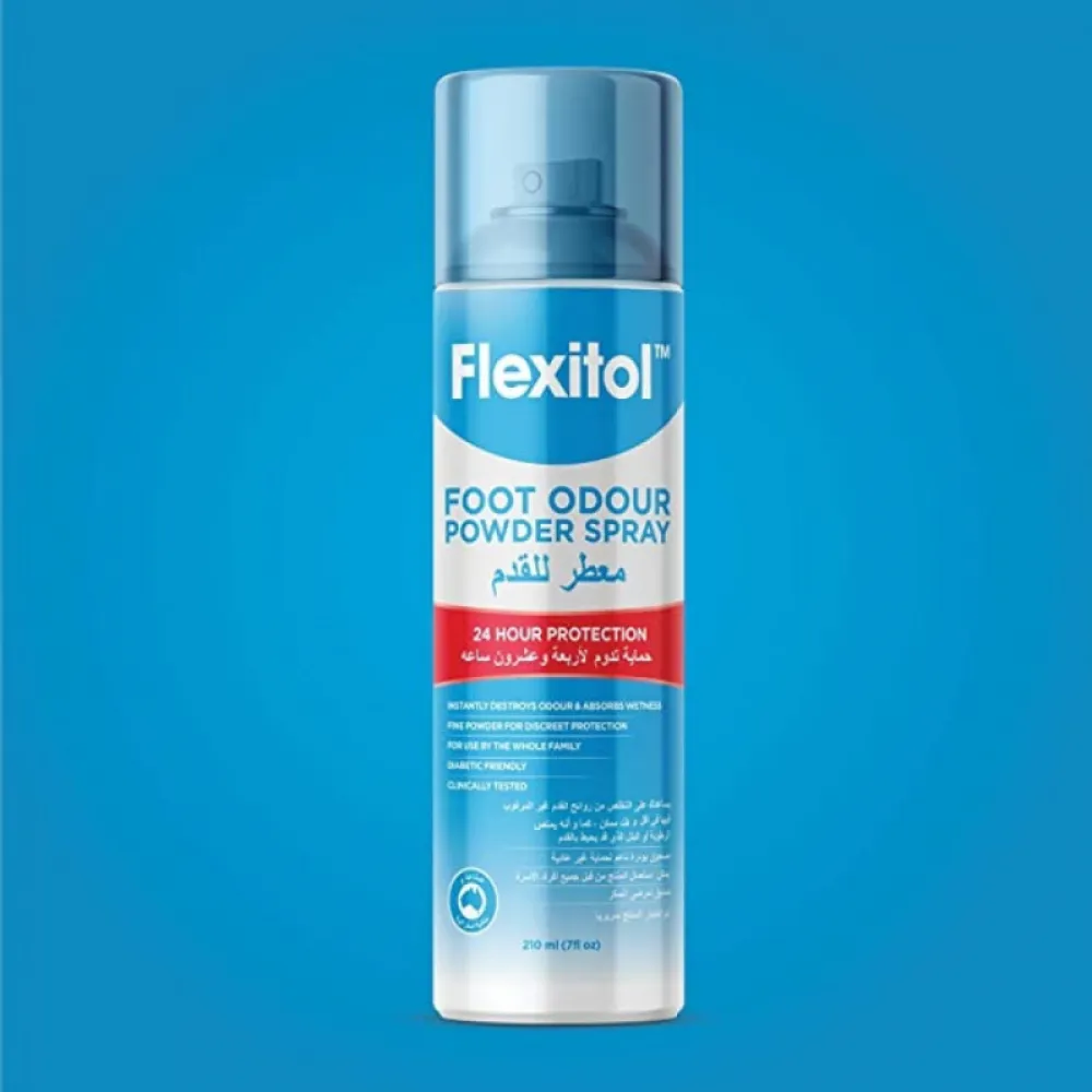 Flexitol Foot Powder 210 ml Powder spray to remove foot odor.