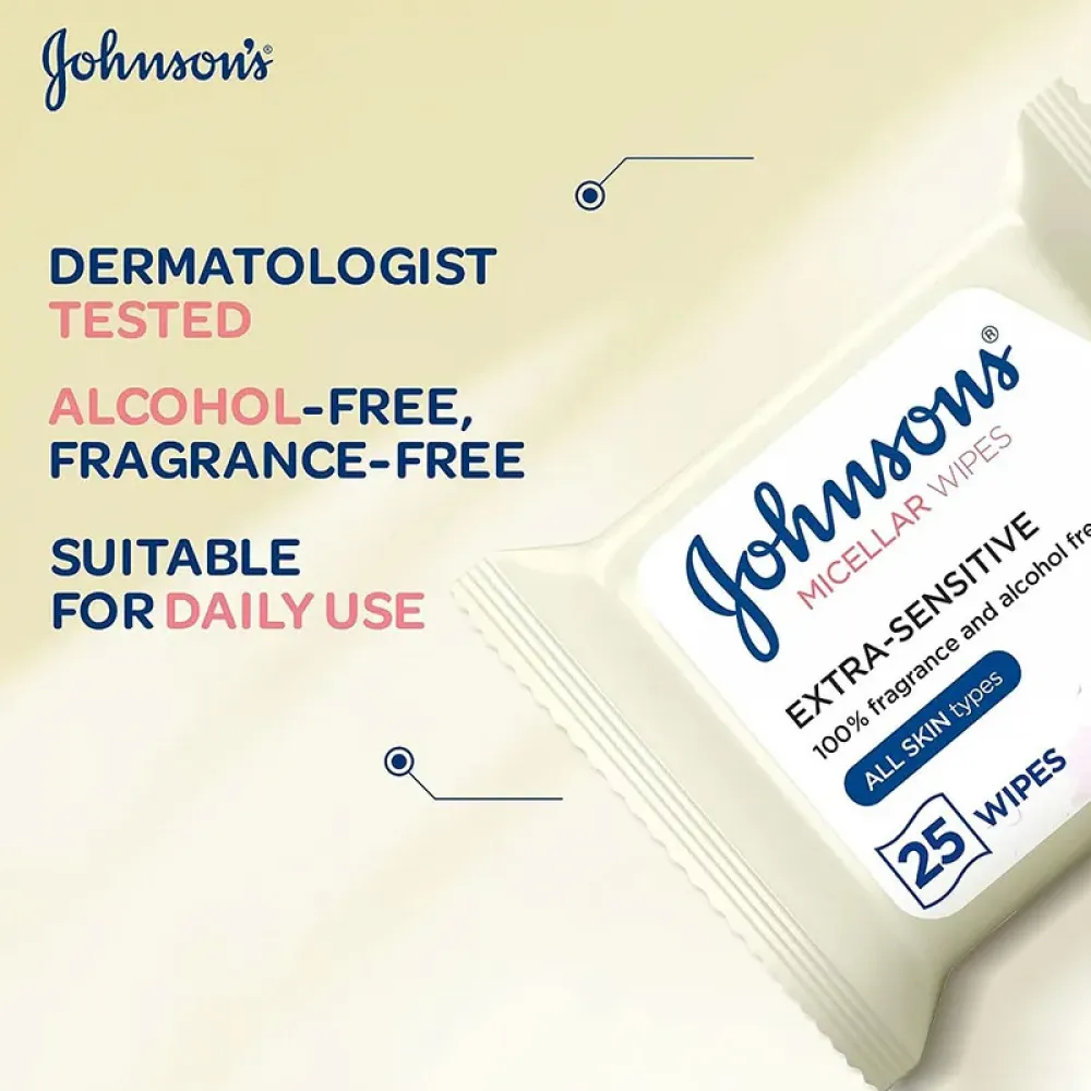 Johnson's Micellar Wipes Extra-Sensitive - 25 Wipes