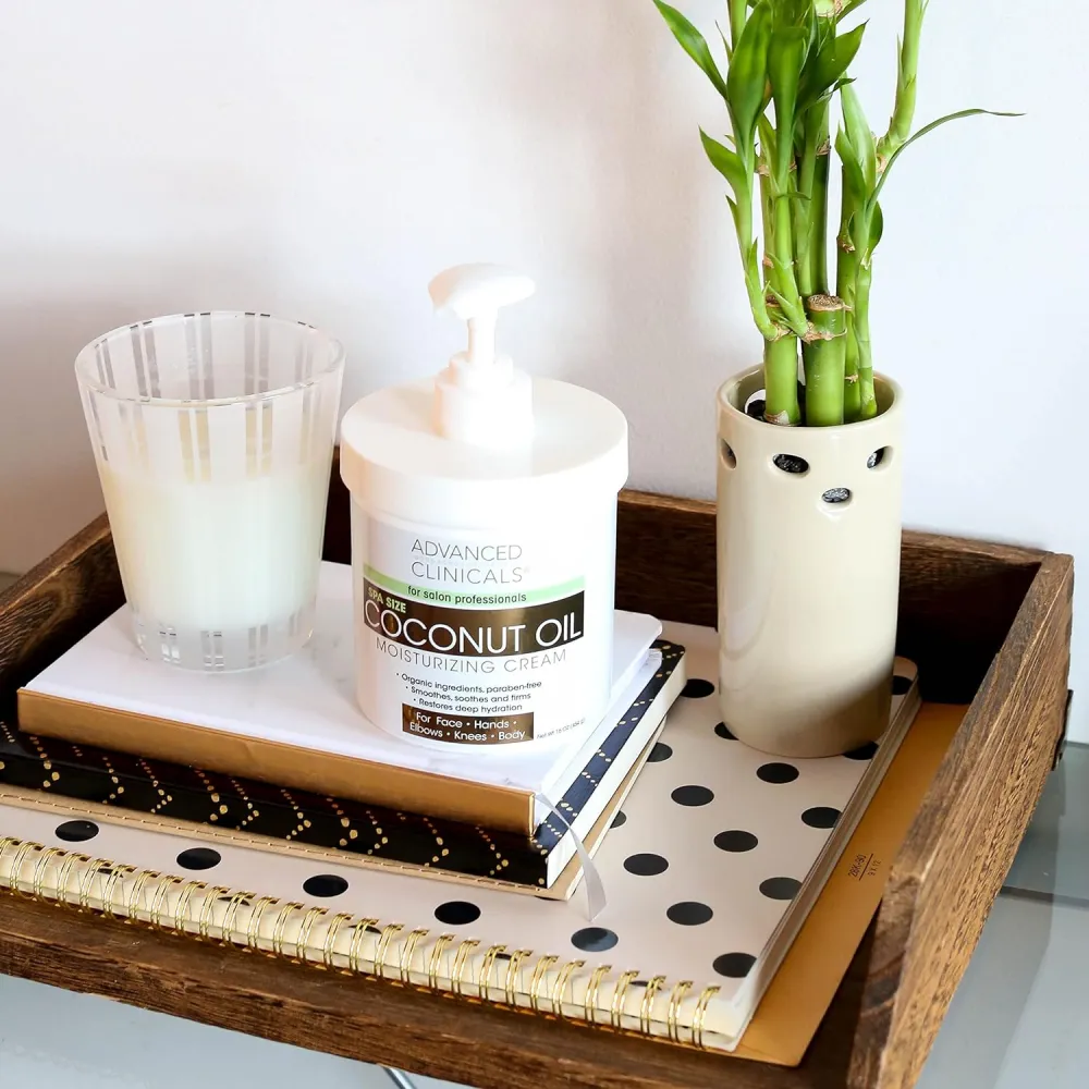 Advanced Clinicals Coconut Oil Cream. Spa size 16oz Moisturizing Cream. Coconut Oil for Face, Hands, Hair.