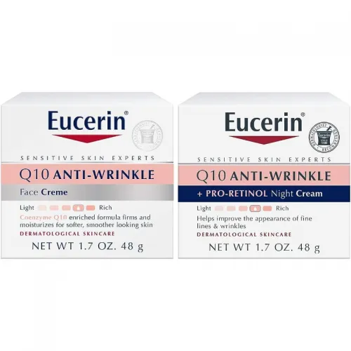 Eucerin Q10 Anti Wrinkle Face Cream Bundle, Day Cream and Night Cream For Face, 1.7 Ounce (Pack of 2)