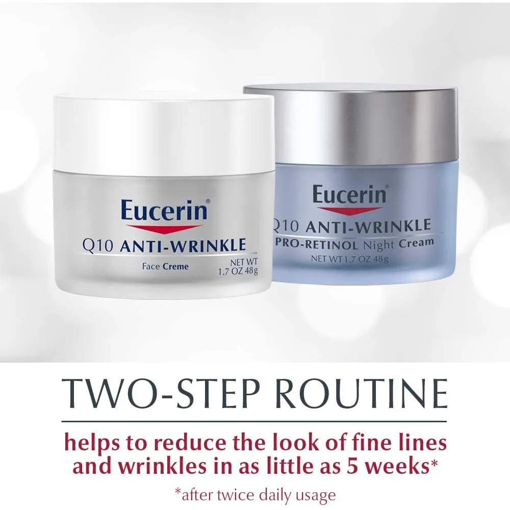 Eucerin Q10 Anti Wrinkle Face Cream Bundle, Day Cream and Night Cream For Face, 1.7 Ounce (Pack of 2)