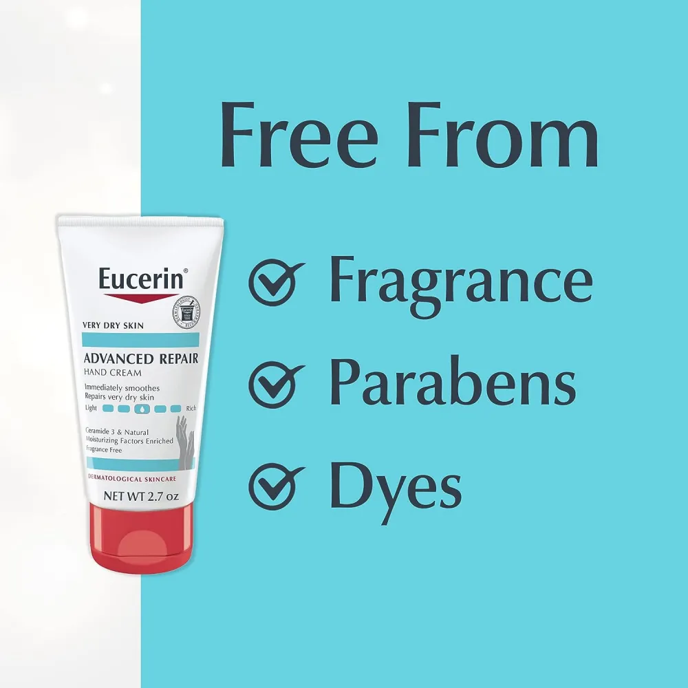 Eucerin Advanced Repair Hand Cream - Pack of 3, Fragrance Free, Hand Lotion for Very Dry Skin - 2.7 oz Tubes