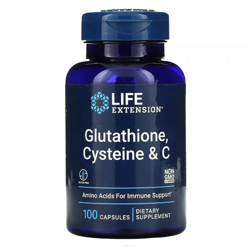 لايف إكستانشن‏, الجلوتاثيون، سيستين وفيتامين جـ،  لدعم المناعة ، 100 كبسولة