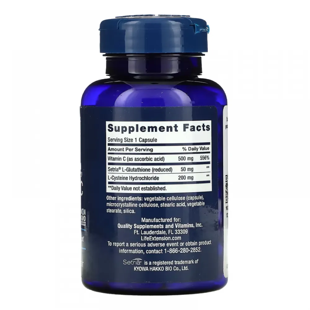 لايف إكستانشن‏, الجلوتاثيون، سيستين وفيتامين جـ،  لدعم المناعة ، 100 كبسولة