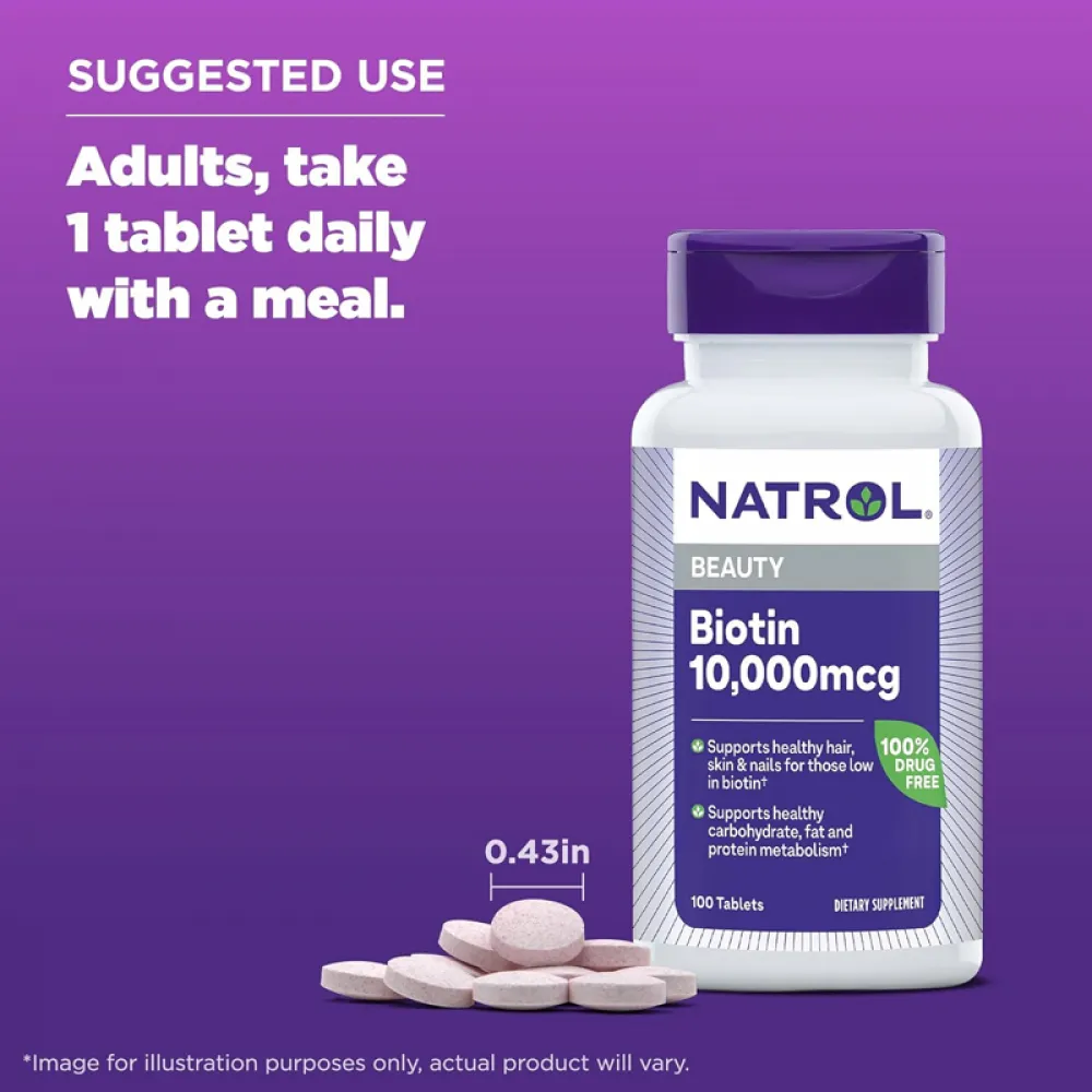 Natrol, Biotin, Maximum Strength, 10,000 mcg, 100 Tablets