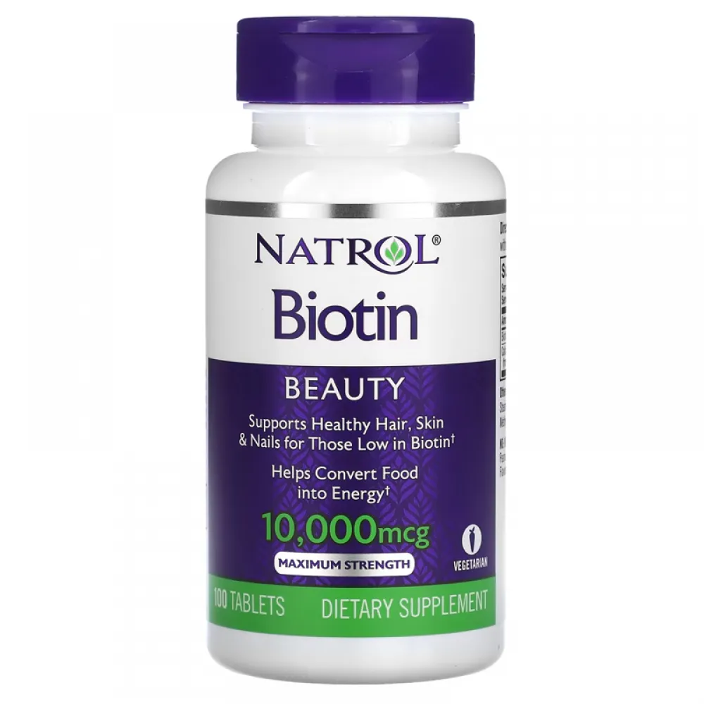 Natrol, Biotin, Maximum Strength, 10,000 mcg, 100 Tablets
