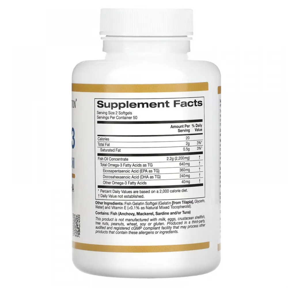 زيت السمك الممتاز بأوميجا-3، 180 , 100 كبسولة هلامية من جيلاتين السمك