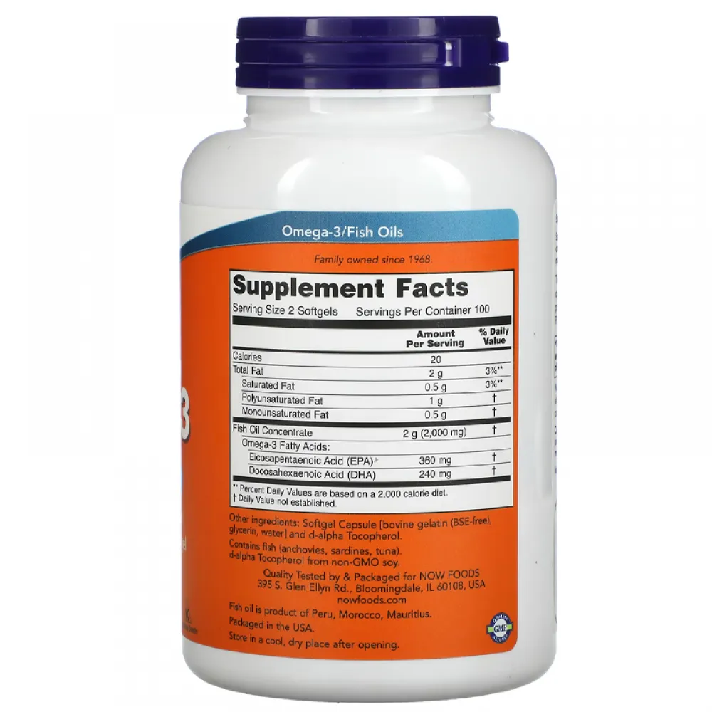 NOW Foods, Omega-3, 180 EPA /120 DHA, 200 Softgels