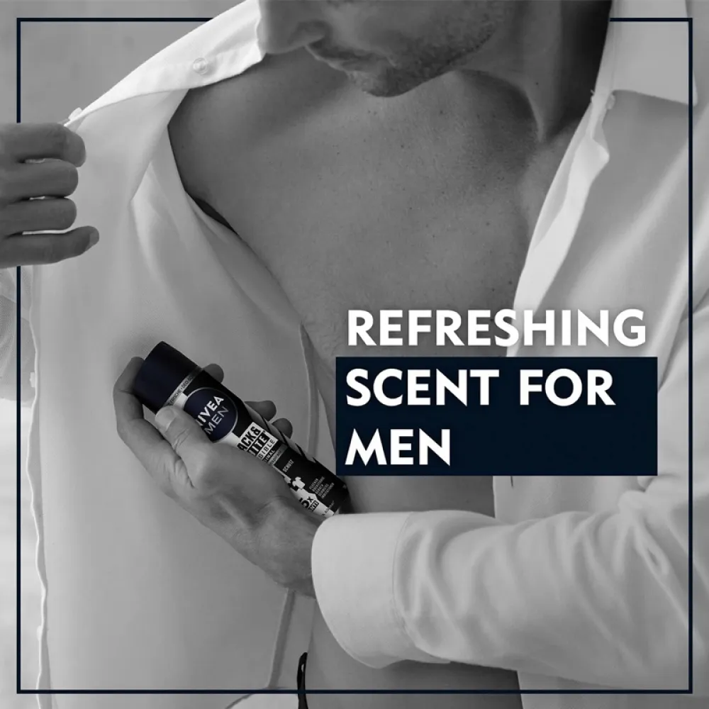 NIVEA MEN Antiperspirant Spray for Men, 48h Protection, Black & White Invisible Original, 150ml