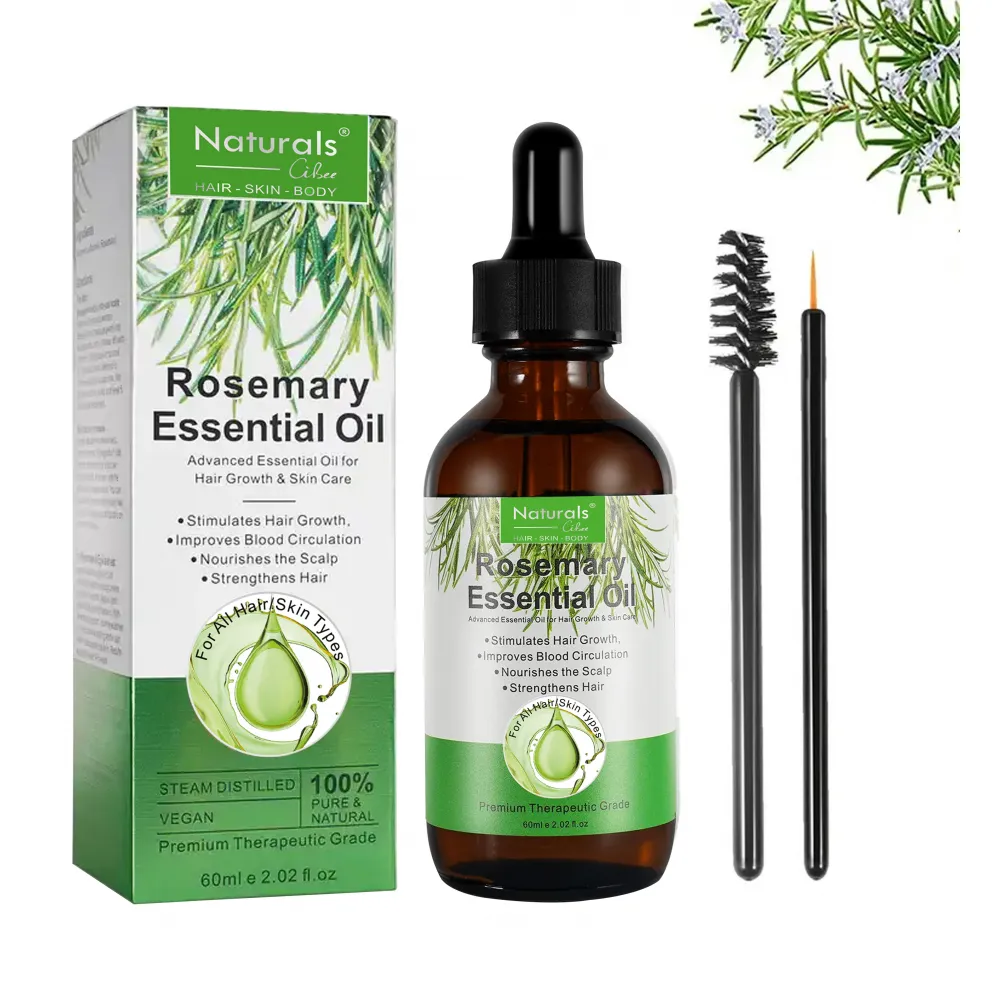 Natural Cibee Rosemary Oil for Hair Growth, Rosemary Essential Oil Nourishes Scalp, Strengthens Hair and Stimulates Hair Growth for Women and Men 60 mil