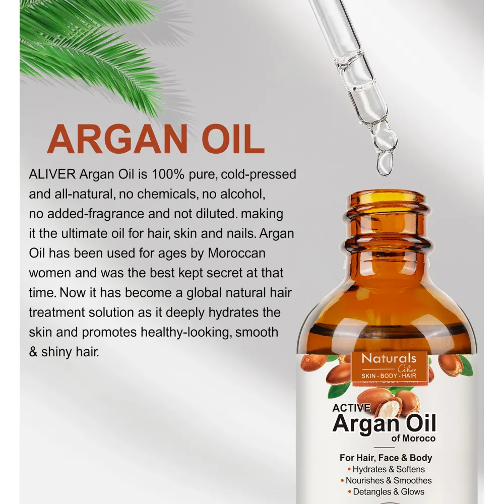 زيت الارغان النقى العضوي لنمو الشعر والعناية بالجسم 60 مل