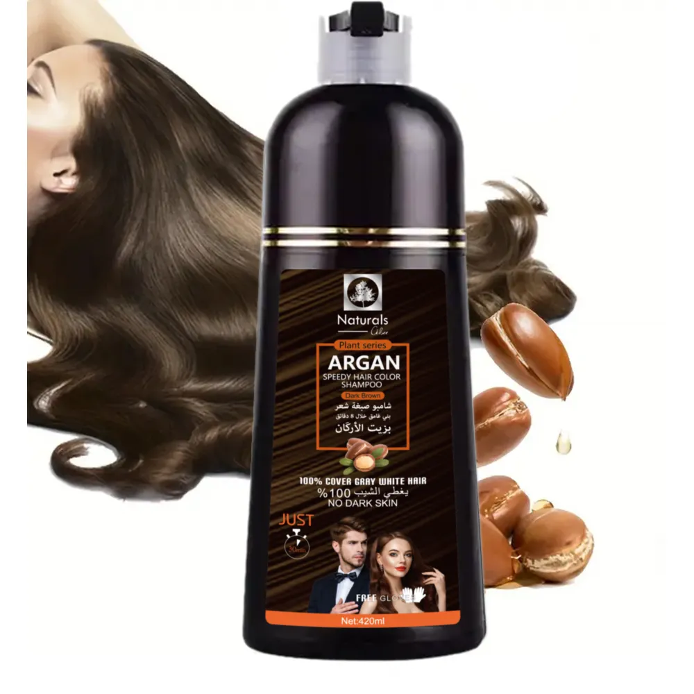 Naturals Sippy Hair Dye Shampoo with Argan Oil Dark Brown 420 ml