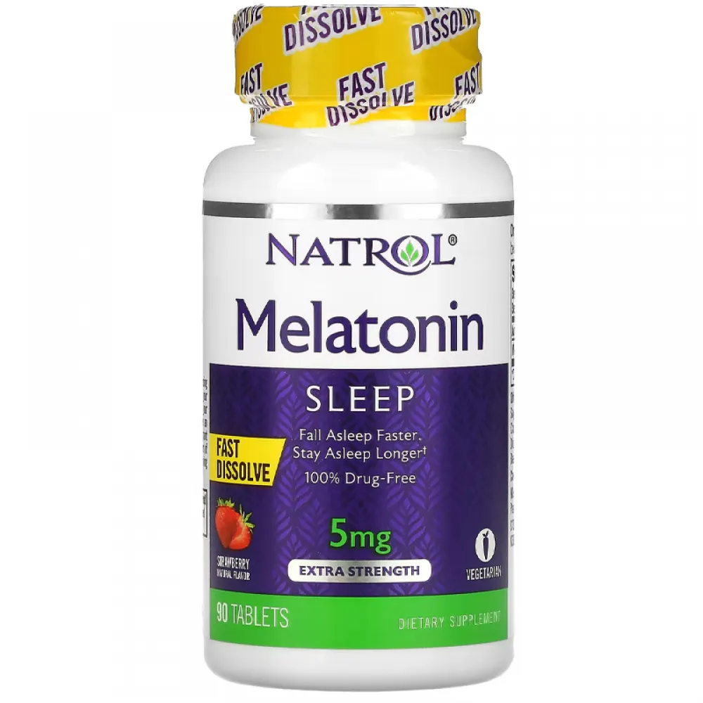 Natrol Melatonin Fast Dissolve Extra Strength Strawberry 5 mg 90 Tablets