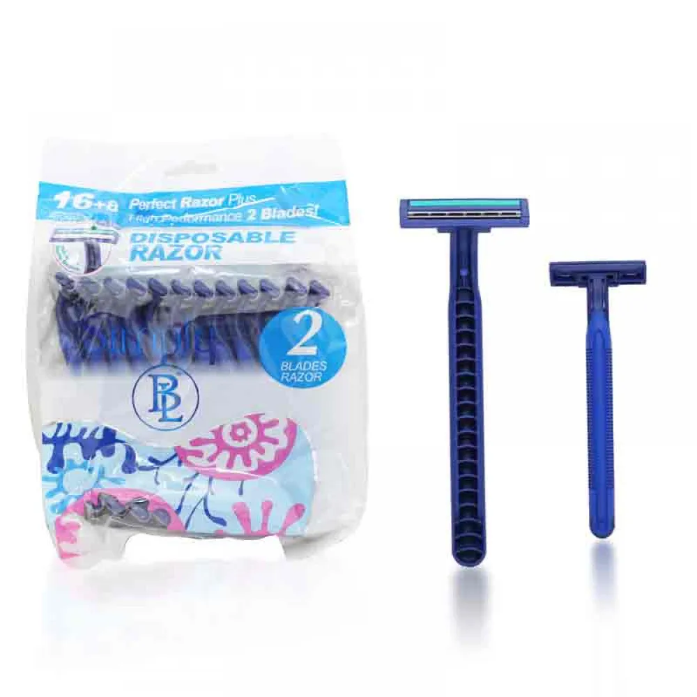 Box of 24 Blue Razor Blades Disposable Stainless Steel High End Twin Blade Razors