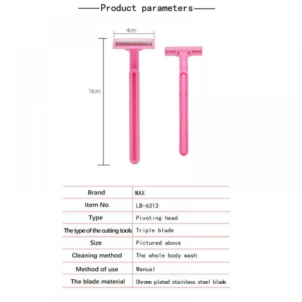 Box of 16Women Pink Razor Blades Disposable Stainless Steel High End Twin Blade Razors