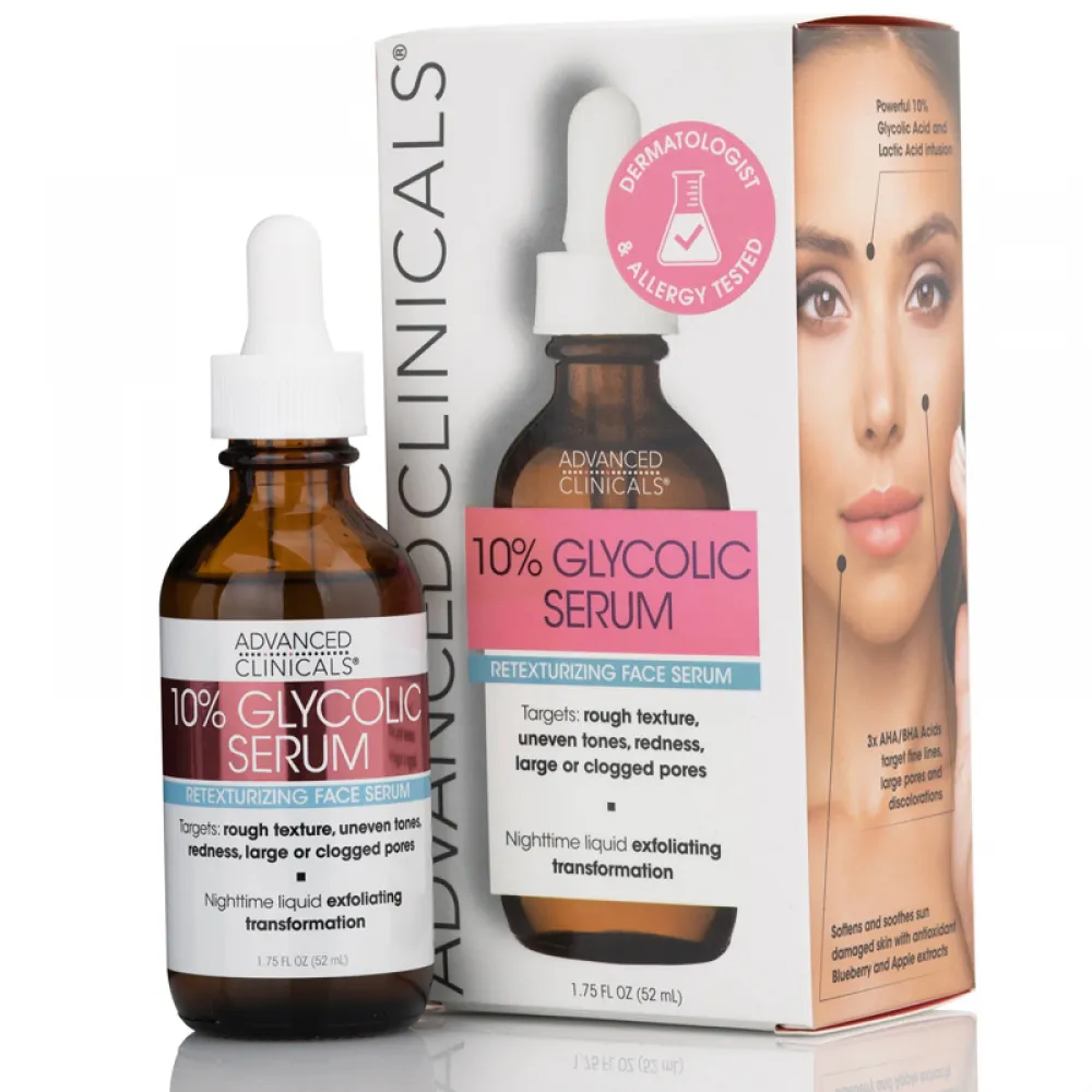 Advanced Clinicals, 10% Glycolic Serum, 1.75 fl oz (52 ml)